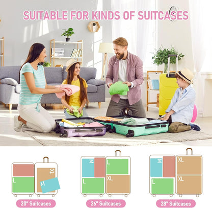 6 Set Compression Packing Cubes, Suitcase Organizer, Lightweight Travel Essentials, Compression Bags For Travel Accessories Luggage Storage Set (6Pcs, Blue)