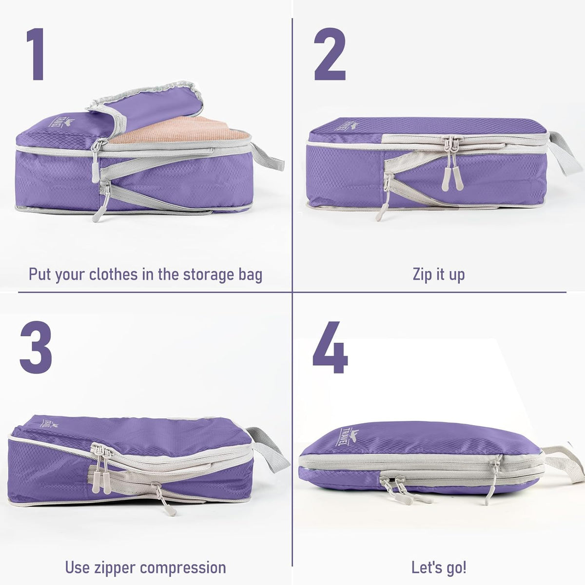 6 Set Compression Packing Cubes, Suitcase Organizer, Lightweight Travel Essentials, Compression Bags For Travel Accessories Luggage Storage Set (6Pcs, Blue)
