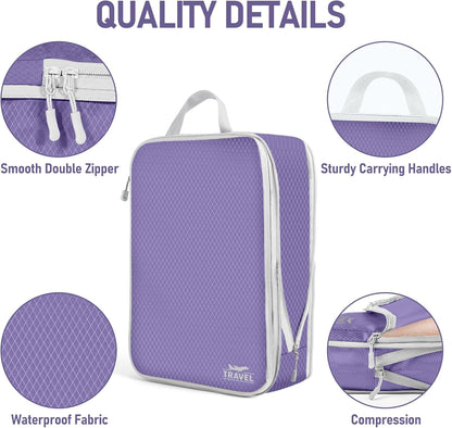6 Set Compression Packing Cubes, Suitcase Organizer, Lightweight Travel Essentials, Compression Bags For Travel Accessories Luggage Storage Set (6Pcs, Blue)