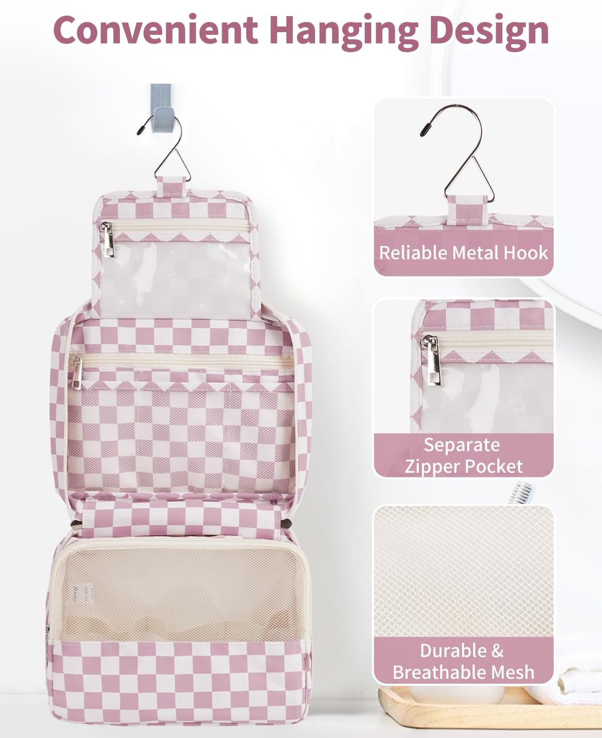 Small Hanging Travel Toiletry Bag for Women, Travel Bag for Toiletries, Makeup Bag Organizer Cosmetic Bags Make Up Bags for Girls