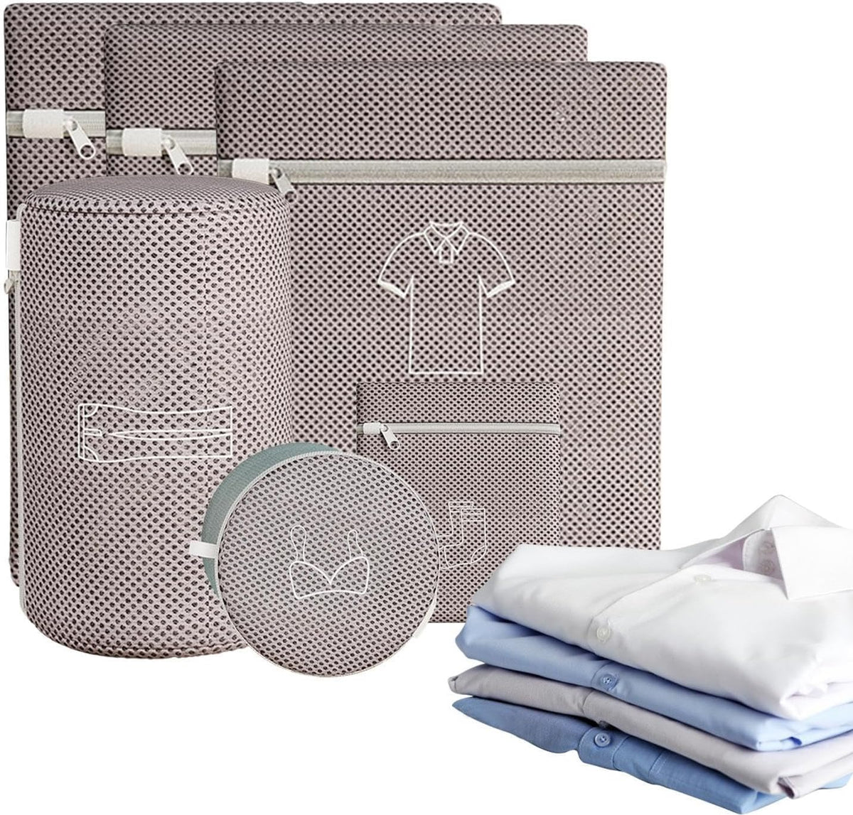 Mesh Bag for Laundry - Anti-Knot Bra Protective Sack,with Zipper Machine Washable Anti-Deformation Laundry Wash Bag - for Outerwear Skirt T-Shirt Sock Pant Travel Dorm