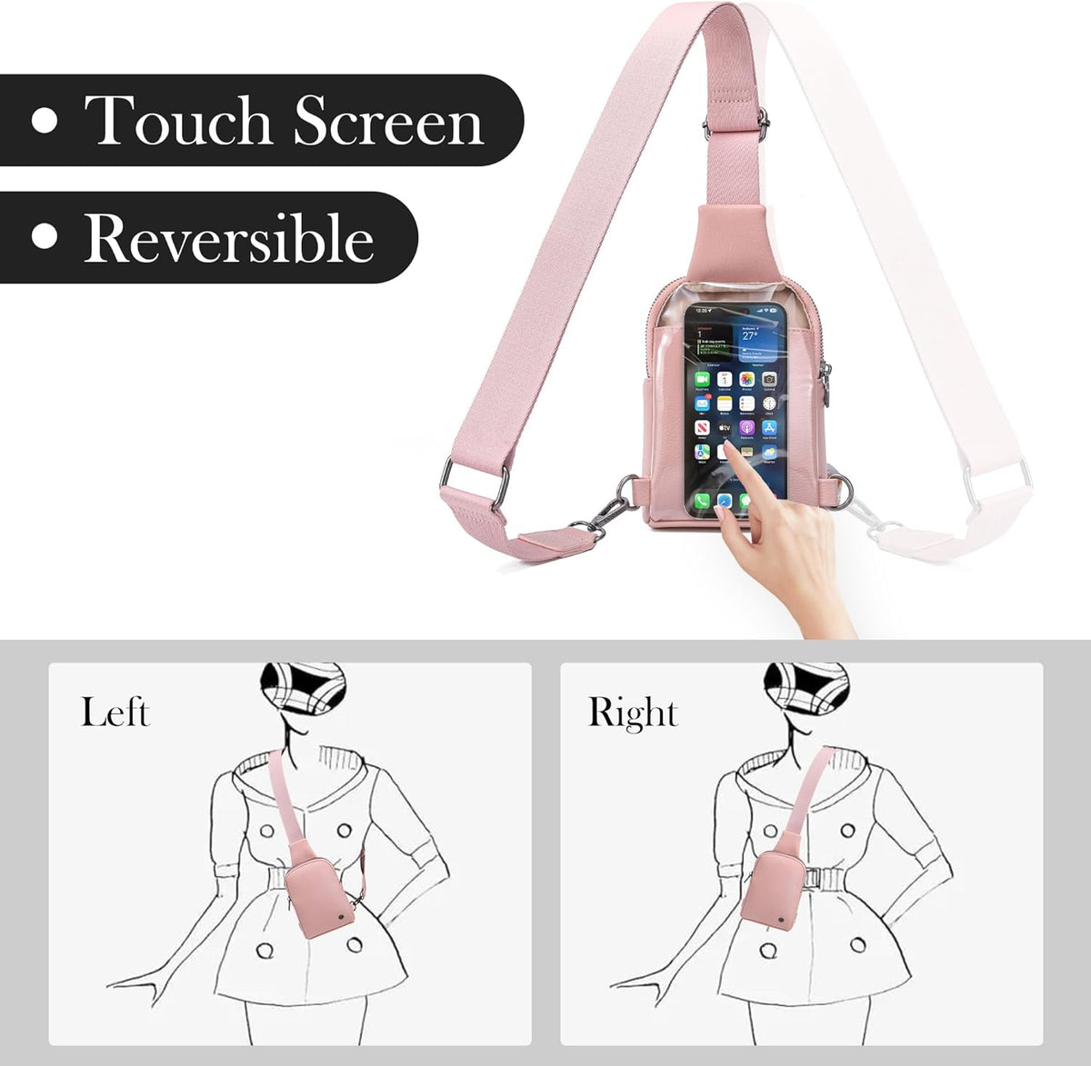 Sling Bag for Women Cross Body Small Bag Anti Theft Phone Purse Touchscreen Travel Gifts for Woman