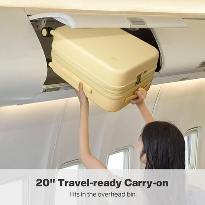 20 Inch Expandable Carry on Luggage 22x14x9 Airline Approved Suitcases with Spinner Wheels, Hardside Rolling Travel Suitcase PC with TSA Lock, Rock Gray