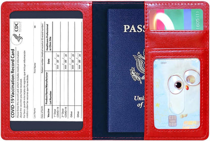 Passport Holder Cover Wallet Case RFID Blocking Leather Card Slot Travel Accessories Documents Organizer Protector for Women Men, Navy Blue