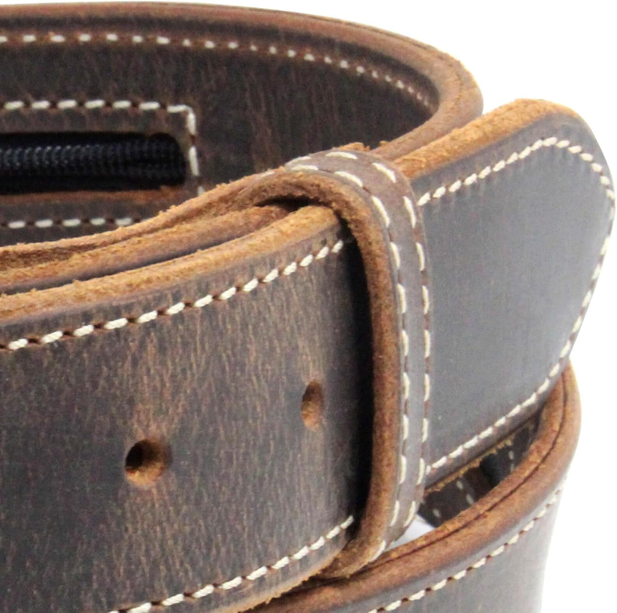 Money Belt, Hidden Zipper Pocket, Travel Security Belt, Full Gain Leather, Amish Made in USA