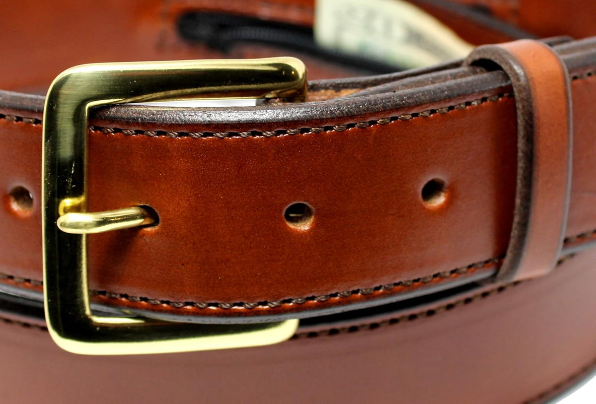 Money Belt, Hidden Zipper Pocket, Travel Security Belt, Full Gain Leather, Amish Made in USA