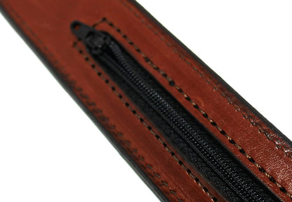 Money Belt, Hidden Zipper Pocket, Travel Security Belt, Full Gain Leather, Amish Made in USA
