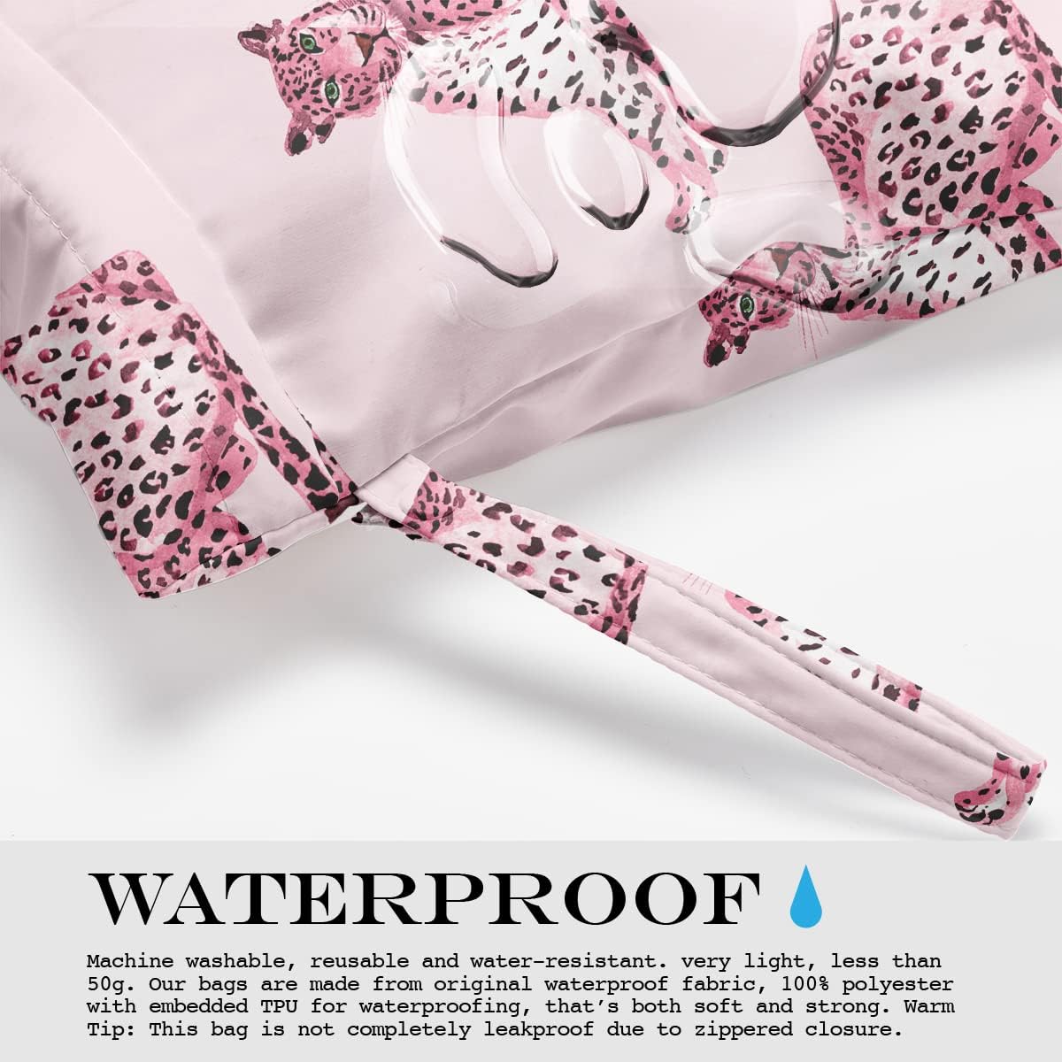 Wet Dry Bag, Wet Bag for Swimsuit, Travel, Beach, Pool, Diapers, Dirty Gym Clothes, Makeup Bag, Camping Accessories, Waterproof Reusable Jungle Tropical Leaves Cheetah Print