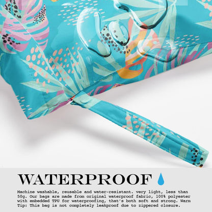 Wet Dry Bag, Wet Bag for Swimsuit, Travel, Beach, Pool, Diapers, Dirty Gym Clothes, Makeup Bag, Camping Accessories, Waterproof Reusable Jungle Tropical Leaves Cheetah Print