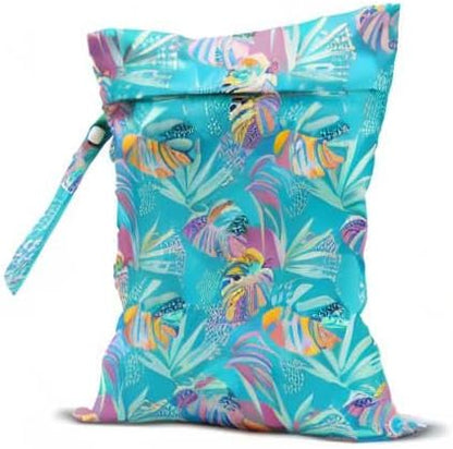 Wet Dry Bag, Wet Bag for Swimsuit, Travel, Beach, Pool, Diapers, Dirty Gym Clothes, Makeup Bag, Camping Accessories, Waterproof Reusable Jungle Tropical Leaves Cheetah Print
