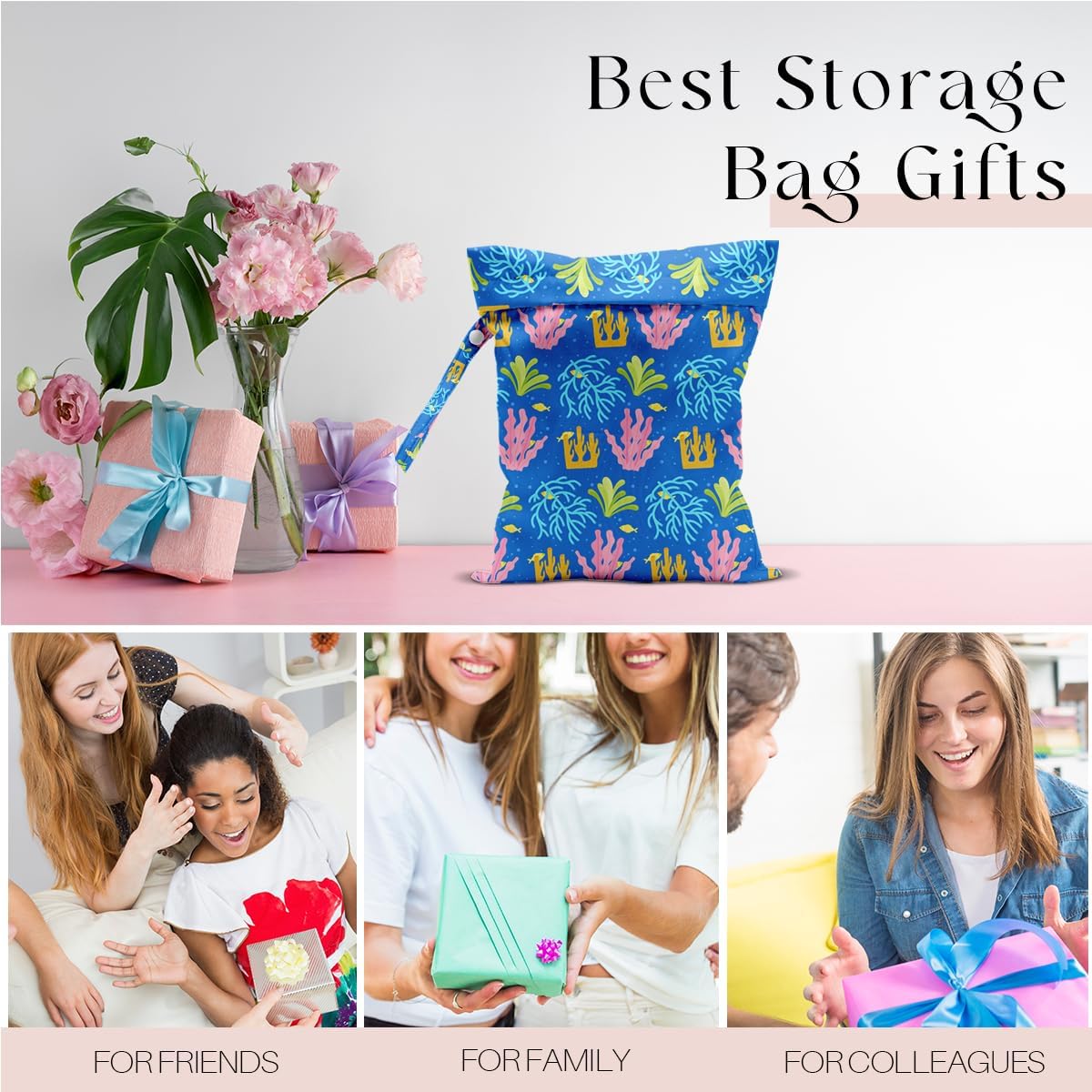 Wet Dry Bag, Wet Bag for Swimsuit, Travel, Beach, Pool, Diapers, Dirty Gym Clothes, Makeup Bag, Camping Accessories, Waterproof Reusable Jungle Tropical Leaves Cheetah Print