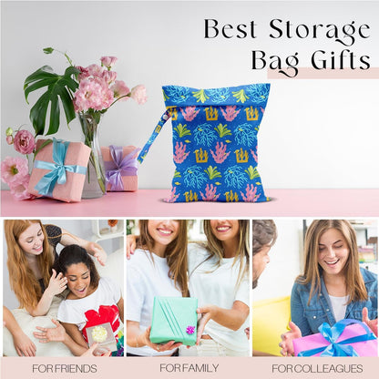 Wet Dry Bag, Wet Bag for Swimsuit, Travel, Beach, Pool, Diapers, Dirty Gym Clothes, Makeup Bag, Camping Accessories, Waterproof Reusable Jungle Tropical Leaves Cheetah Print