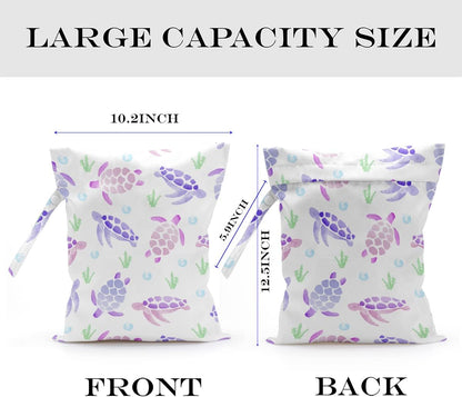 Wet Dry Bag, Wet Bag for Swimsuit, Travel, Beach, Pool, Diapers, Dirty Gym Clothes, Makeup Bag, Camping Accessories, Waterproof Reusable Jungle Tropical Leaves Cheetah Print