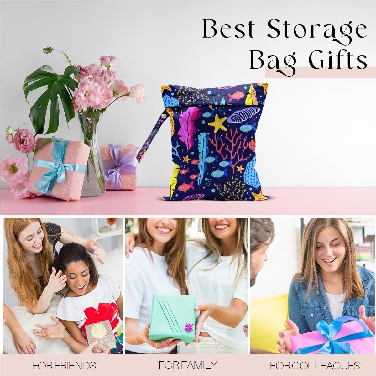 Wet Dry Bag, Wet Bag for Swimsuit, Travel, Beach, Pool, Diapers, Dirty Gym Clothes, Makeup Bag, Camping Accessories, Waterproof Reusable Jungle Tropical Leaves Cheetah Print