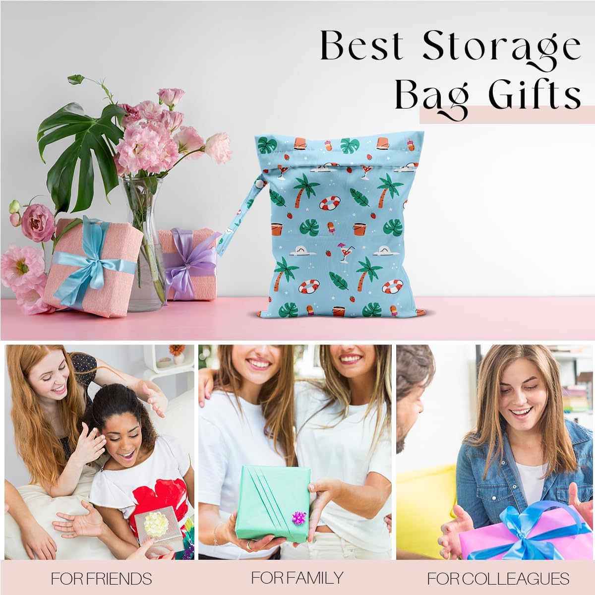 Wet Dry Bag, Wet Bag for Swimsuit, Travel, Beach, Pool, Diapers, Dirty Gym Clothes, Makeup Bag, Camping Accessories, Waterproof Reusable Jungle Tropical Leaves Cheetah Print