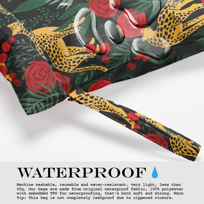 Wet Dry Bag, Wet Bag for Swimsuit, Travel, Beach, Pool, Diapers, Dirty Gym Clothes, Makeup Bag, Camping Accessories, Waterproof Reusable Jungle Tropical Leaves Cheetah Print