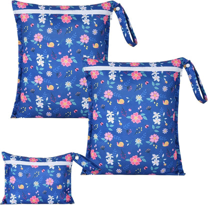 3 Piece Waterproof Wet Dry Bag Reusable Wet Bag for Swimsuits | Leakproof Travel Wet Clothes Bag with Zipper for Diaper Bag, Durable Polyester Fabric, Drying Do Not Exceed 176℉