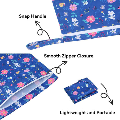 3 Piece Waterproof Wet Dry Bag Reusable Wet Bag for Swimsuits | Leakproof Travel Wet Clothes Bag with Zipper for Diaper Bag, Durable Polyester Fabric, Drying Do Not Exceed 176℉