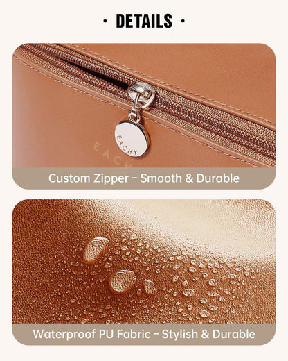 Travel Makeup Bag, Large Capacity Cosmetic Bag for Women, Waterproof PU Leather, Flat Open Portable Toiletry Bag for Skincare, Brushes & Travel Essentials - Colors A