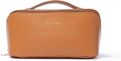 Travel Makeup Bag, Large Capacity Cosmetic Bag for Women, Waterproof PU Leather, Flat Open Portable Toiletry Bag for Skincare, Brushes & Travel Essentials - Colors A