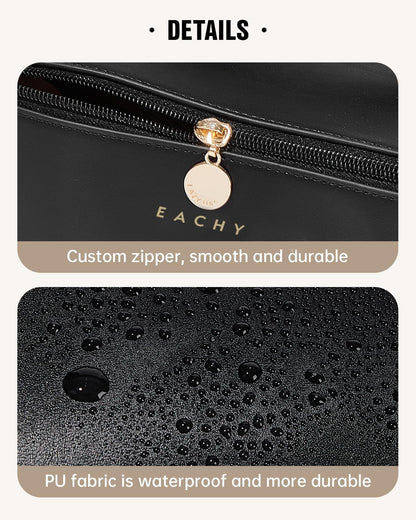 Travel Makeup Bag, Large Capacity Cosmetic Bag for Women, Waterproof PU Leather, Flat Open Portable Toiletry Bag for Skincare, Brushes & Travel Essentials - Colors A