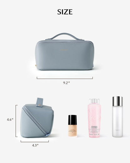 Travel Makeup Bag, Large Capacity Cosmetic Bag for Women, Waterproof PU Leather, Flat Open Portable Toiletry Bag for Skincare, Brushes & Travel Essentials - Colors A