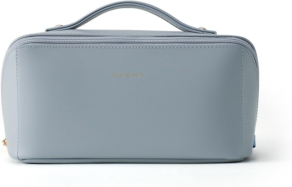 Travel Makeup Bag, Large Capacity Cosmetic Bag for Women, Waterproof PU Leather, Flat Open Portable Toiletry Bag for Skincare, Brushes & Travel Essentials - Colors A