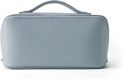 Travel Makeup Bag, Large Capacity Cosmetic Bag for Women, Waterproof PU Leather, Flat Open Portable Toiletry Bag for Skincare, Brushes & Travel Essentials - Colors A