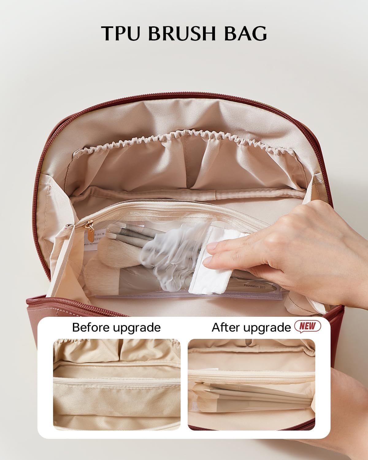 Travel Makeup Bag, Large Capacity Cosmetic Bag for Women, Waterproof PU Leather, Flat Open Portable Toiletry Bag for Skincare, Brushes & Travel Essentials - Colors A