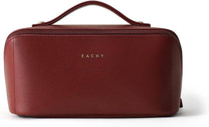 Travel Makeup Bag, Large Capacity Cosmetic Bag for Women, Waterproof PU Leather, Flat Open Portable Toiletry Bag for Skincare, Brushes & Travel Essentials - Colors A