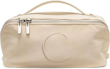 Travel Makeup Bag, Large Capacity Cosmetic Bag for Women, Waterproof PU Leather, Flat Open Portable Toiletry Bag for Skincare, Brushes & Travel Essentials - Colors A