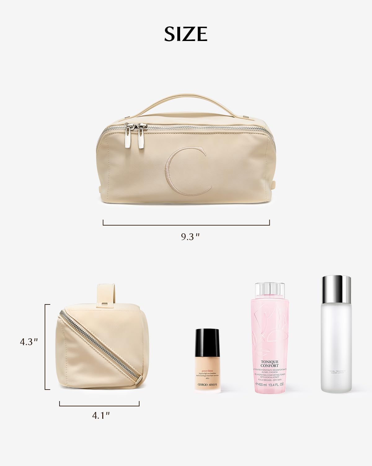 Travel Makeup Bag, Large Capacity Cosmetic Bag for Women, Waterproof PU Leather, Flat Open Portable Toiletry Bag for Skincare, Brushes & Travel Essentials - Colors A