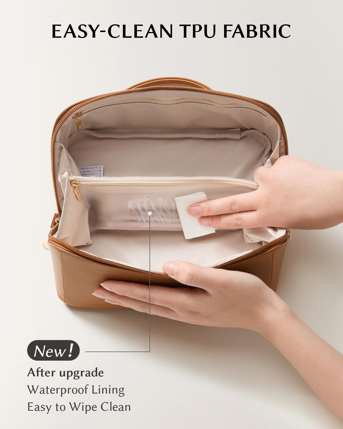 Travel Makeup Bag, Large Capacity Cosmetic Bag for Women, Waterproof PU Leather, Flat Open Portable Toiletry Bag for Skincare, Brushes & Travel Essentials - Colors A