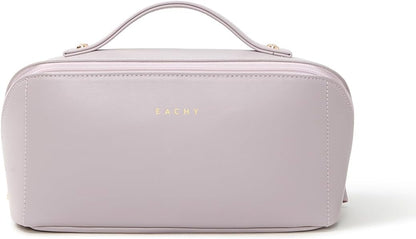 Travel Makeup Bag, Large Capacity Cosmetic Bag for Women, Waterproof PU Leather, Flat Open Portable Toiletry Bag for Skincare, Brushes & Travel Essentials - Colors A