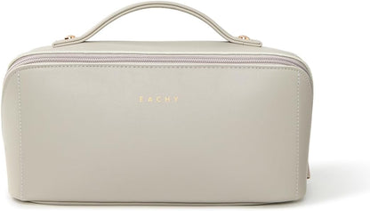 Travel Makeup Bag, Large Capacity Cosmetic Bag for Women, Waterproof PU Leather, Flat Open Portable Toiletry Bag for Skincare, Brushes & Travel Essentials - Colors A