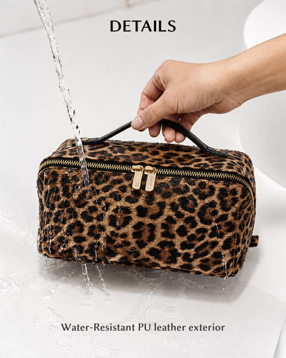 Travel Makeup Bag, Large Capacity Cosmetic Bag for Women, Waterproof PU Leather, Flat Open Portable Toiletry Bag for Skincare, Brushes & Travel Essentials - Colors A