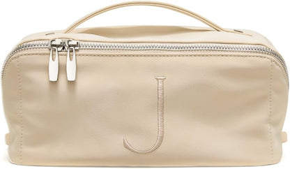 Travel Makeup Bag, Large Capacity Cosmetic Bag for Women, Waterproof PU Leather, Flat Open Portable Toiletry Bag for Skincare, Brushes & Travel Essentials - Colors A