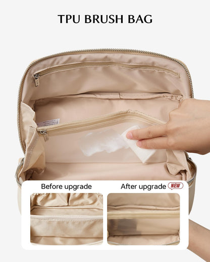 Travel Makeup Bag, Large Capacity Cosmetic Bag for Women, Waterproof PU Leather, Flat Open Portable Toiletry Bag for Skincare, Brushes & Travel Essentials - Colors A