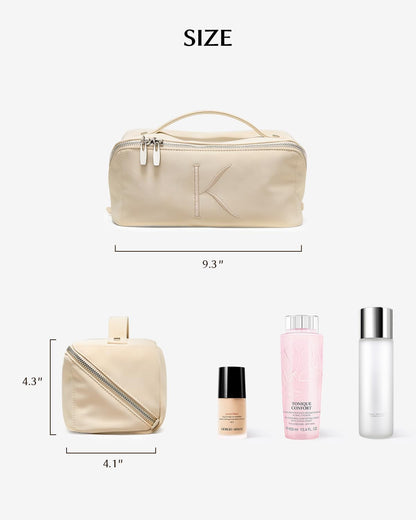 Travel Makeup Bag, Large Capacity Cosmetic Bag for Women, Waterproof PU Leather, Flat Open Portable Toiletry Bag for Skincare, Brushes & Travel Essentials - Colors A