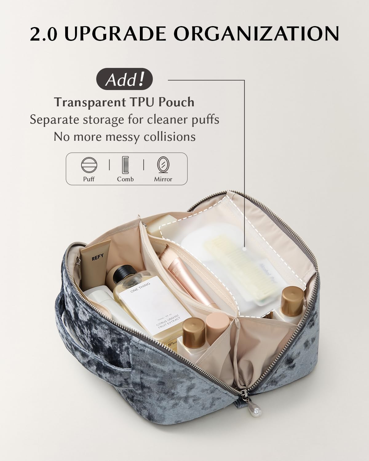 Travel Makeup Bag, Large Capacity Cosmetic Bag for Women, Waterproof PU Leather, Flat Open Portable Toiletry Bag for Skincare, Brushes & Travel Essentials - Colors A