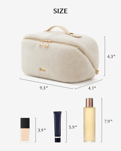 Travel Makeup Bag, Large Capacity Cosmetic Bag for Women, Waterproof PU Leather, Flat Open Portable Toiletry Bag for Skincare, Brushes & Travel Essentials - Colors A