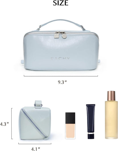 Travel Makeup Bag, Large Capacity Cosmetic Bag for Women, Waterproof PU Leather, Flat Open Portable Toiletry Bag for Skincare, Brushes & Travel Essentials - Colors A