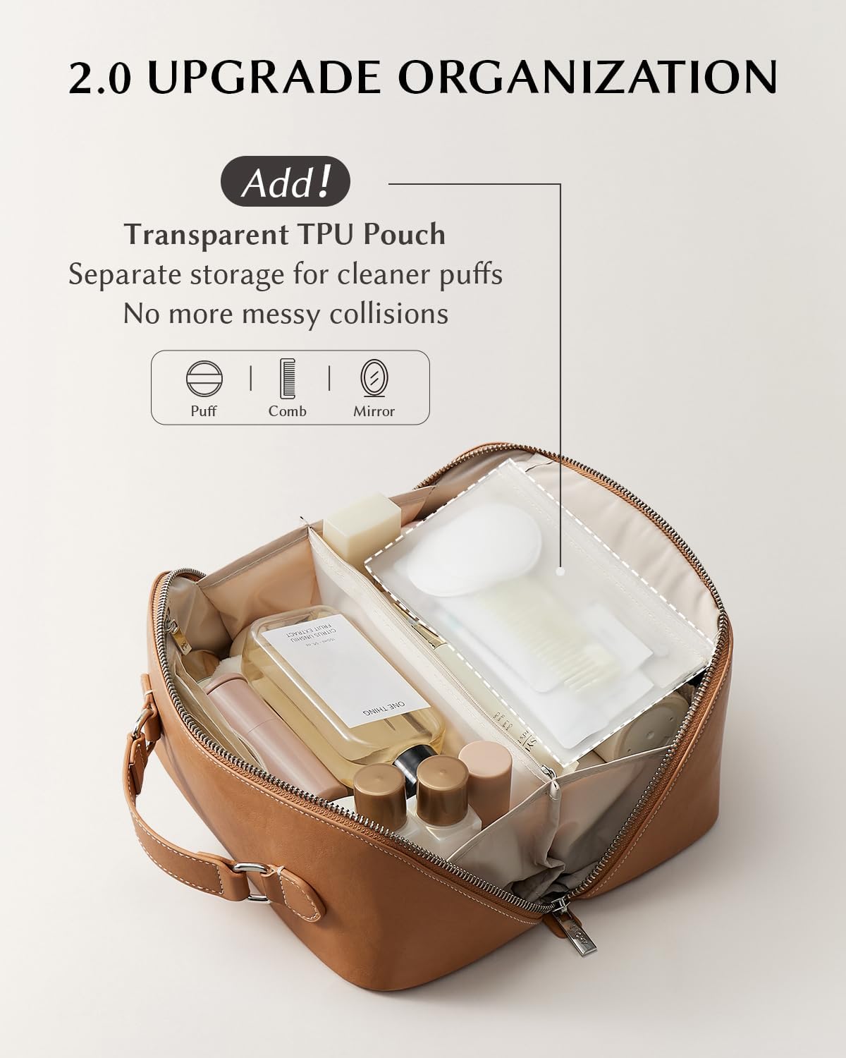 Travel Makeup Bag, Large Capacity Cosmetic Bag for Women, Waterproof PU Leather, Flat Open Portable Toiletry Bag for Skincare, Brushes & Travel Essentials - Colors A