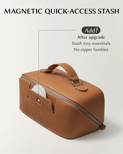 Travel Makeup Bag, Large Capacity Cosmetic Bag for Women, Waterproof PU Leather, Flat Open Portable Toiletry Bag for Skincare, Brushes & Travel Essentials - Colors A