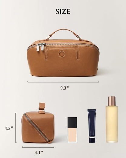 Travel Makeup Bag, Large Capacity Cosmetic Bag for Women, Waterproof PU Leather, Flat Open Portable Toiletry Bag for Skincare, Brushes & Travel Essentials - Colors A