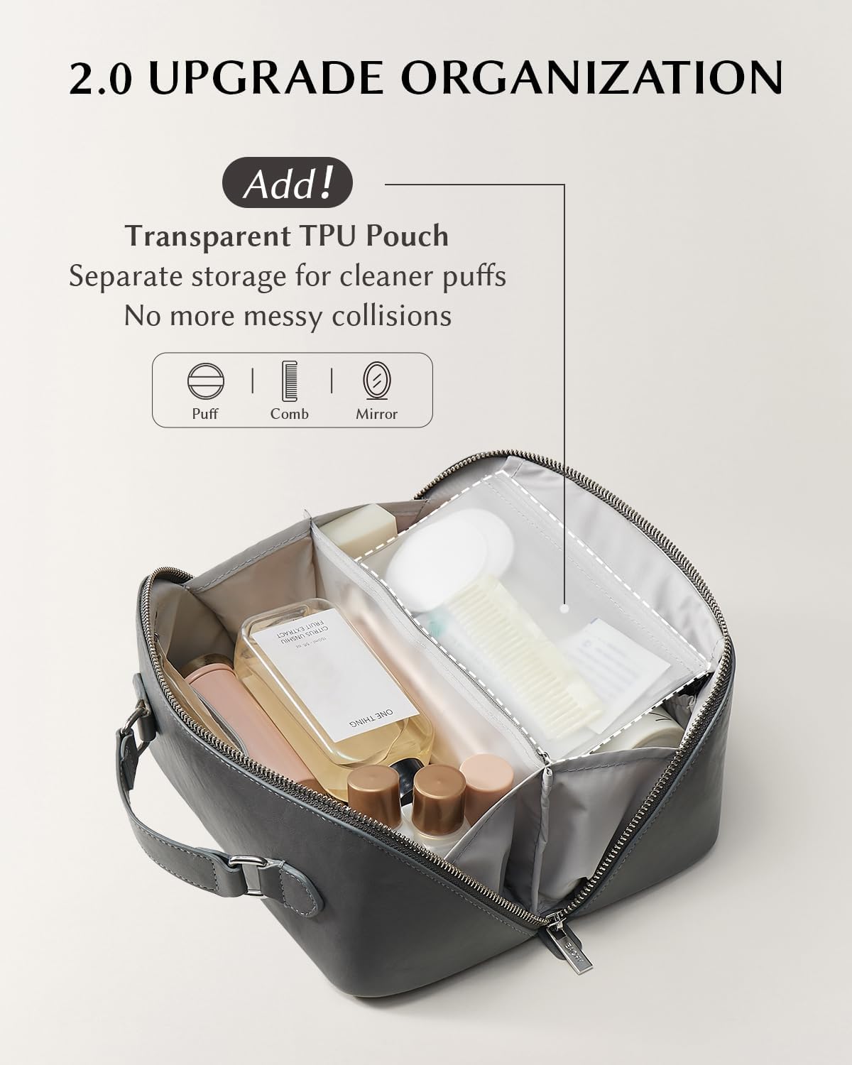 Travel Makeup Bag, Large Capacity Cosmetic Bag for Women, Waterproof PU Leather, Flat Open Portable Toiletry Bag for Skincare, Brushes & Travel Essentials - Colors A