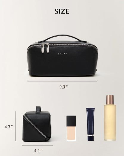 Travel Makeup Bag, Large Capacity Cosmetic Bag for Women, Waterproof PU Leather, Flat Open Portable Toiletry Bag for Skincare, Brushes & Travel Essentials - Colors A