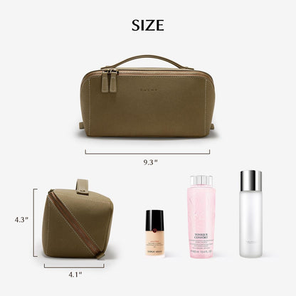 Travel Makeup Bag, Large Capacity Cosmetic Bag for Women, Waterproof PU Leather, Flat Open Portable Toiletry Bag for Skincare, Brushes & Travel Essentials - Colors A