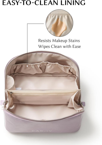 Travel Makeup Bag, Large Capacity Cosmetic Bag for Women, Waterproof PU Leather, Flat Open Portable Toiletry Bag for Skincare, Brushes & Travel Essentials - Colors A