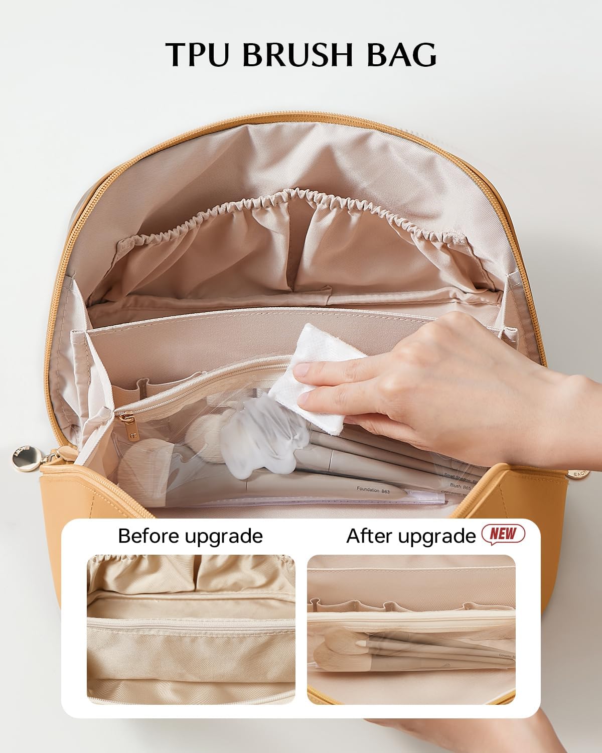 Travel Makeup Bag, Large Capacity Cosmetic Bag for Women, Waterproof PU Leather, Flat Open Portable Toiletry Bag for Skincare, Brushes & Travel Essentials - Colors A